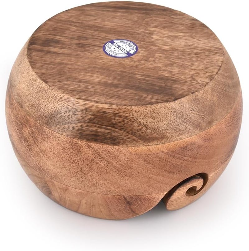 NIRMAN Wooden Yarn Bowl Portable Knitting Yarn Bowl Christmas Gifts for Women Knitting Crochet Knit Picker Yarn Bowl (7" x 7" x 4'') - Image 3